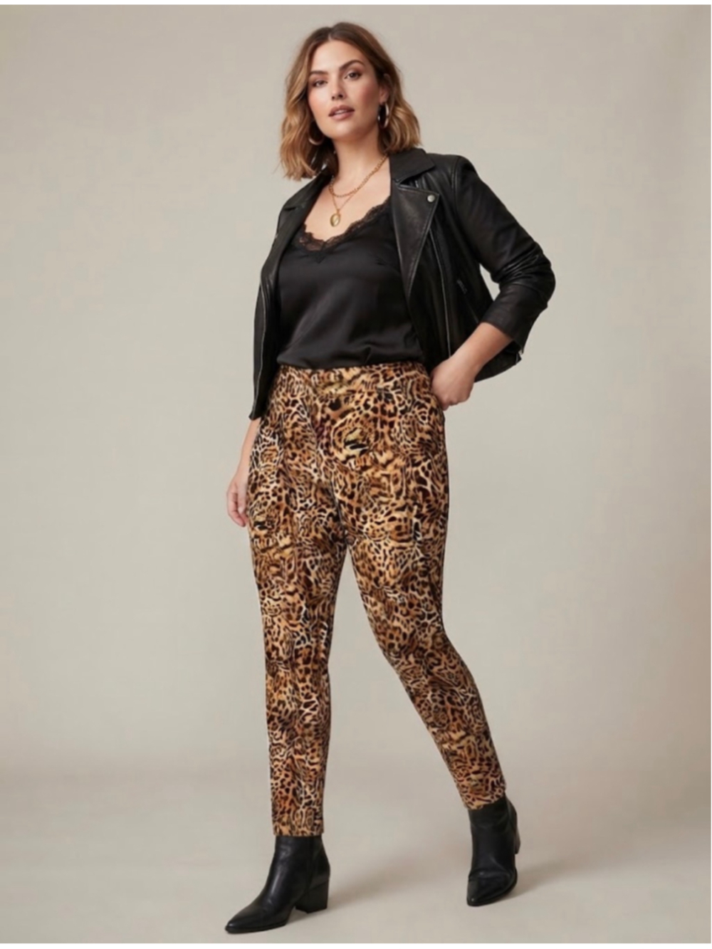 I.N.C. International Concepts Size 16 Leopard Print Skinny Pull-On Pants